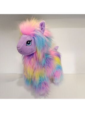 Rainbow fur Llama Plush Build A Bear 2020 fluffy Cotton Candy color